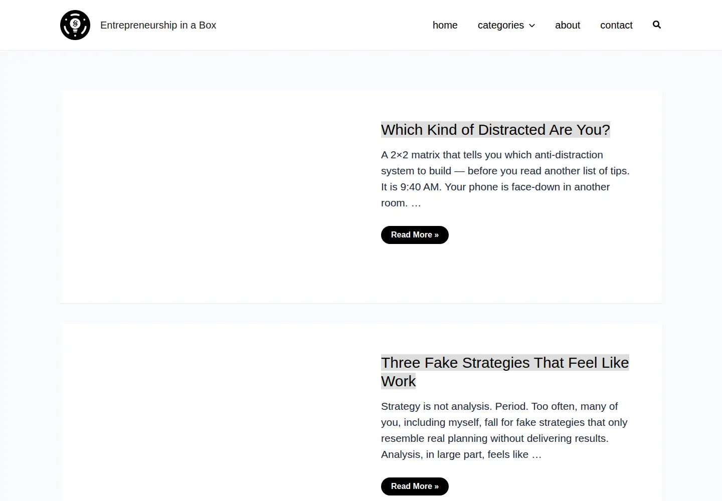 Screenshot of entrepreneurshipinabox.com