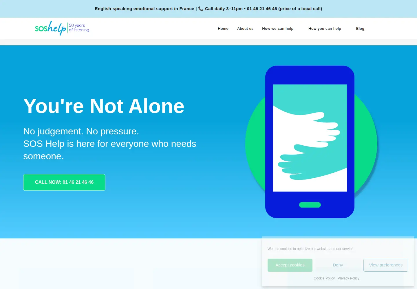 Screenshot of soshelpline.org