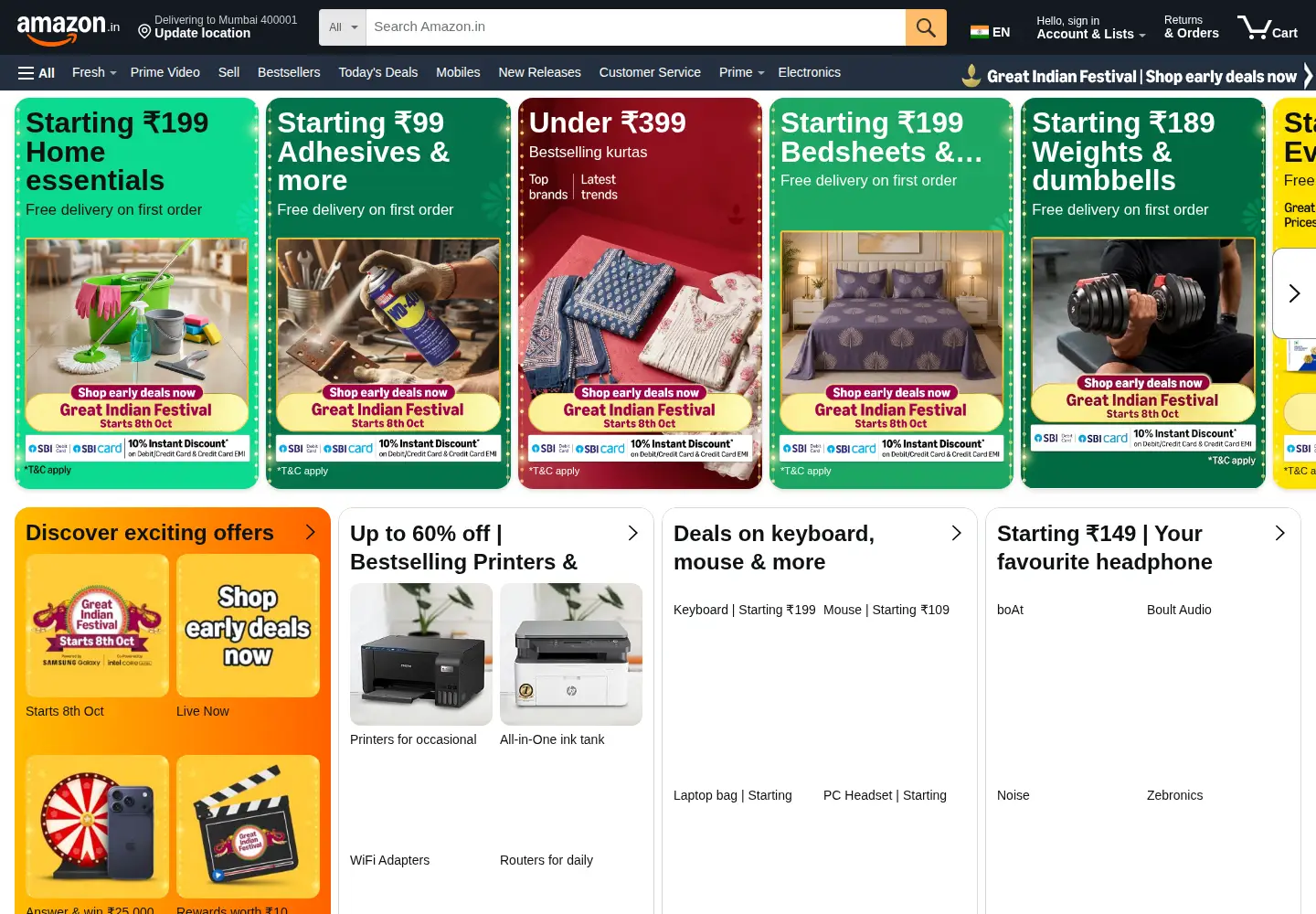 Screenshot of amazon.in