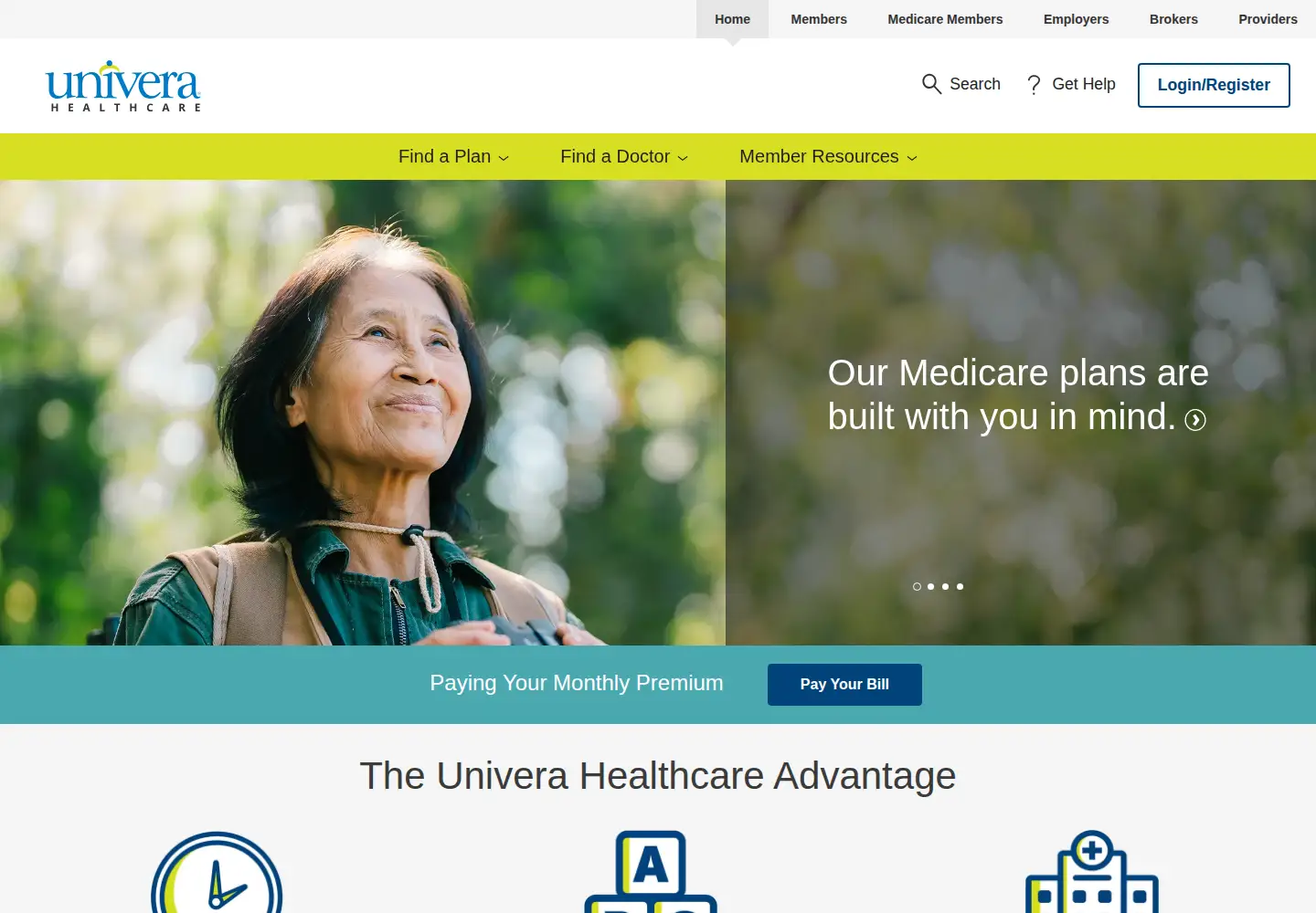 Captured homepage of univerahealthcare.com in the current scan