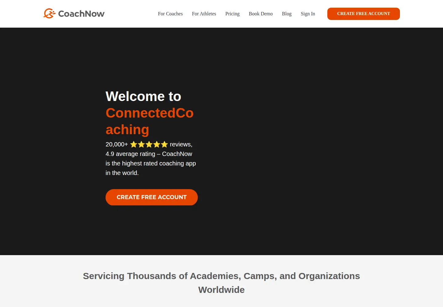 Captured homepage of coachnow.io in the current scan