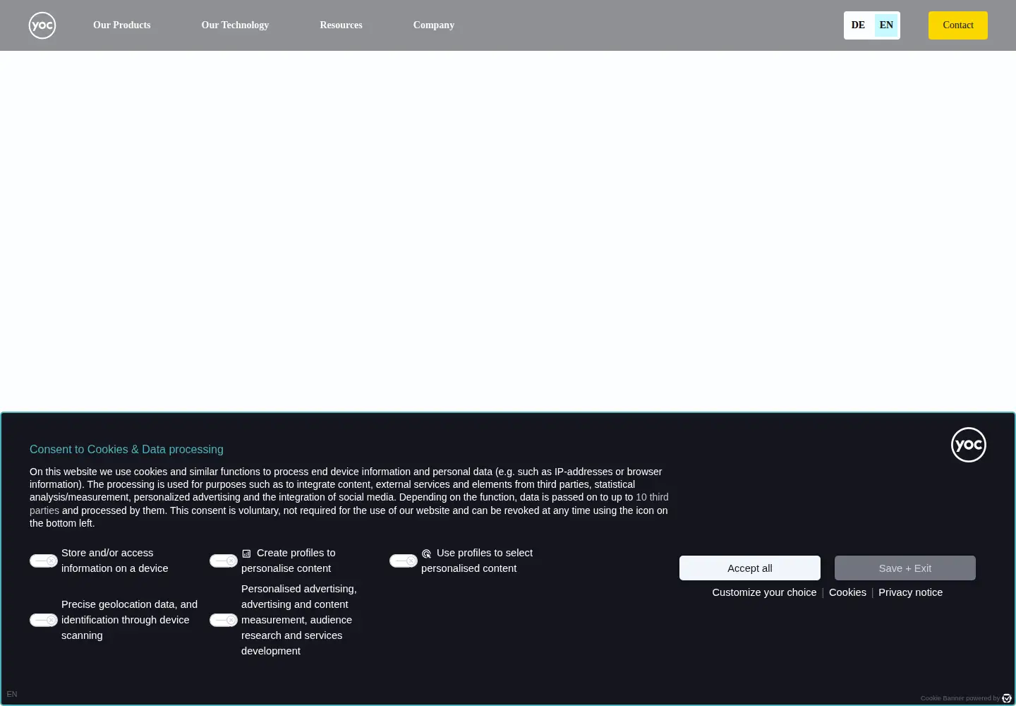 Screenshot of yoc.com