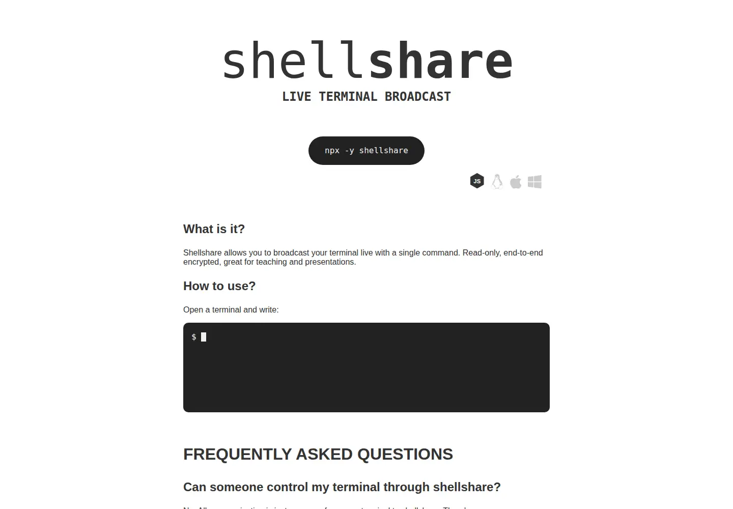 Captured homepage of shellshare.net in the current scan