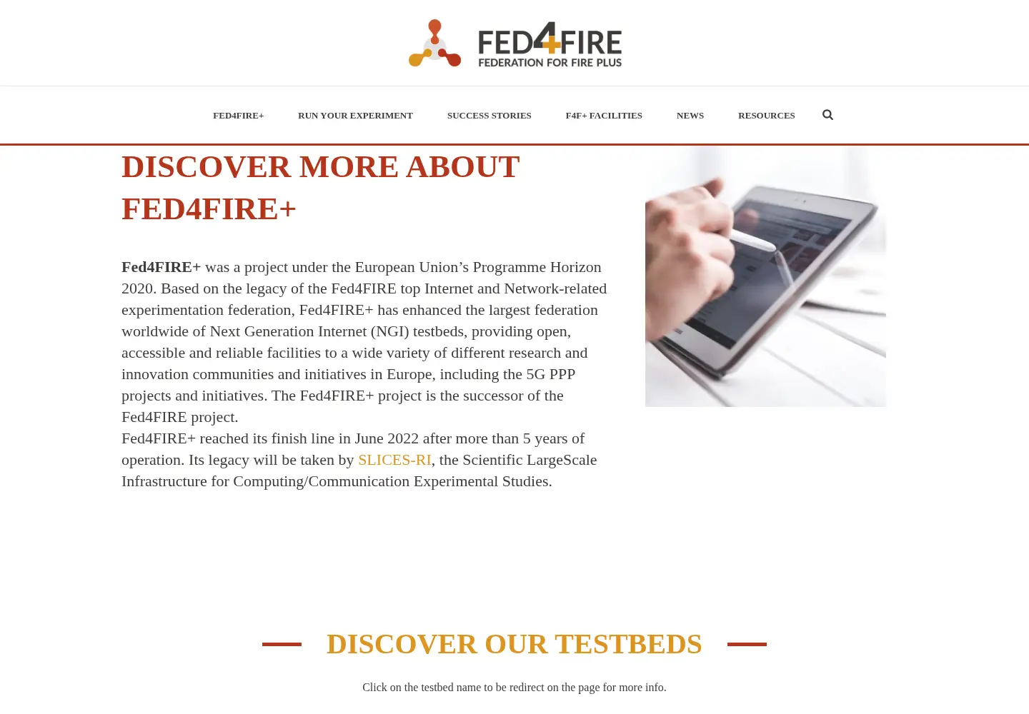 Screenshot of fed4fire.eu