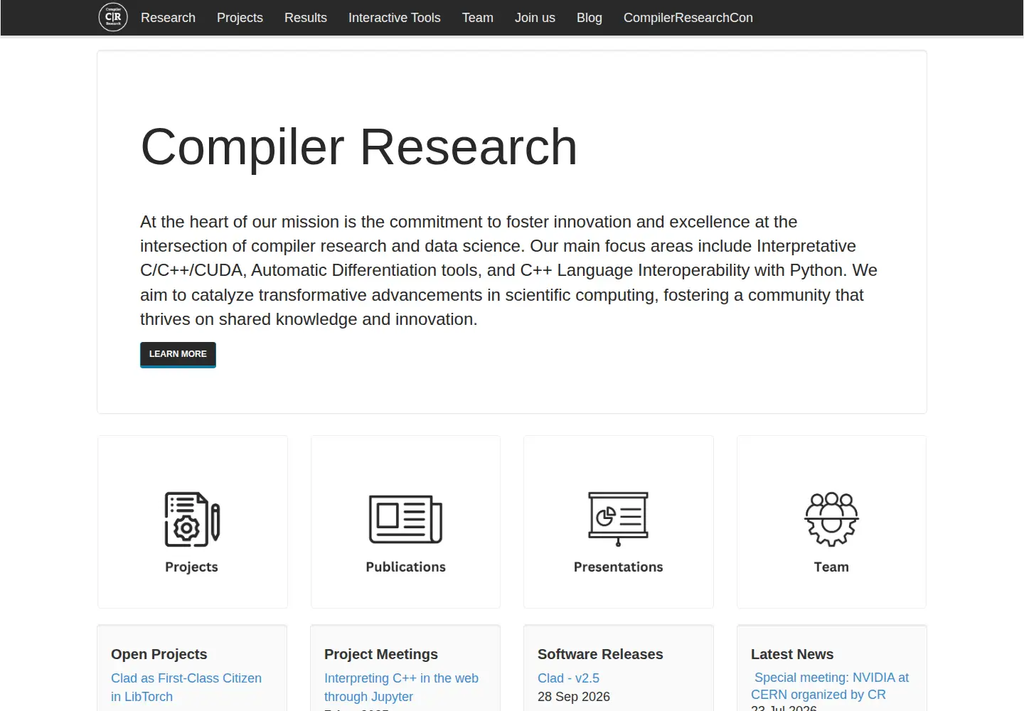 Screenshot of compiler-research.org