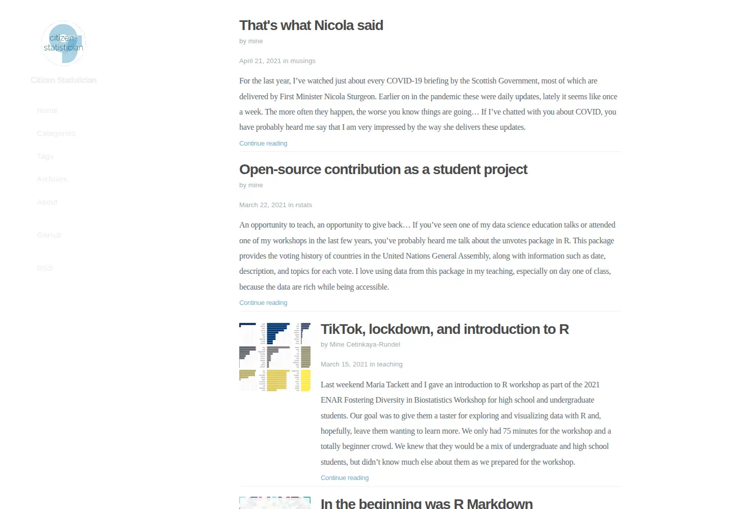Screenshot of citizen-statistician.org