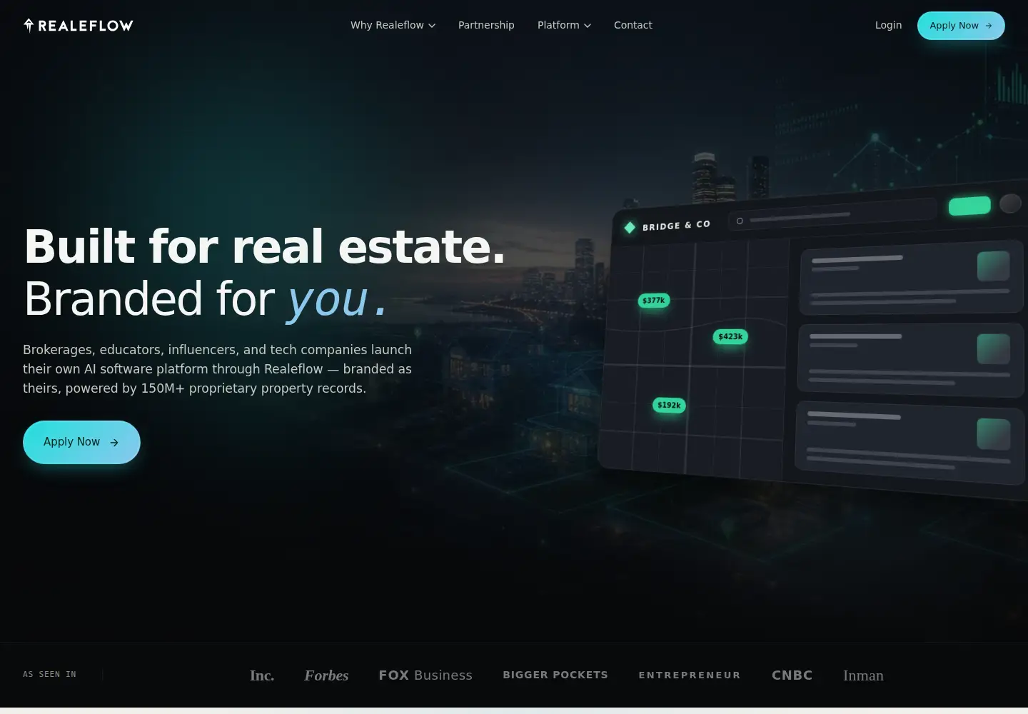 Captured homepage of realeflow.com in the current scan