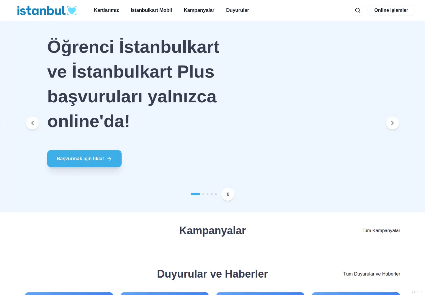 Screenshot of istanbulkart.istanbul