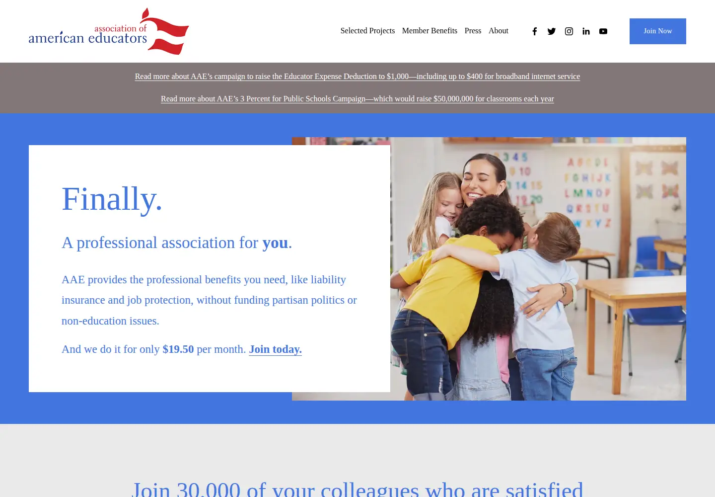 Captured homepage of aaeteachers.org in the current scan