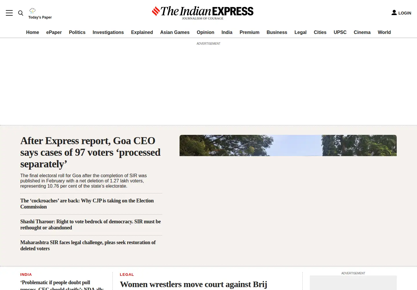 Screenshot of indianexpress.com
