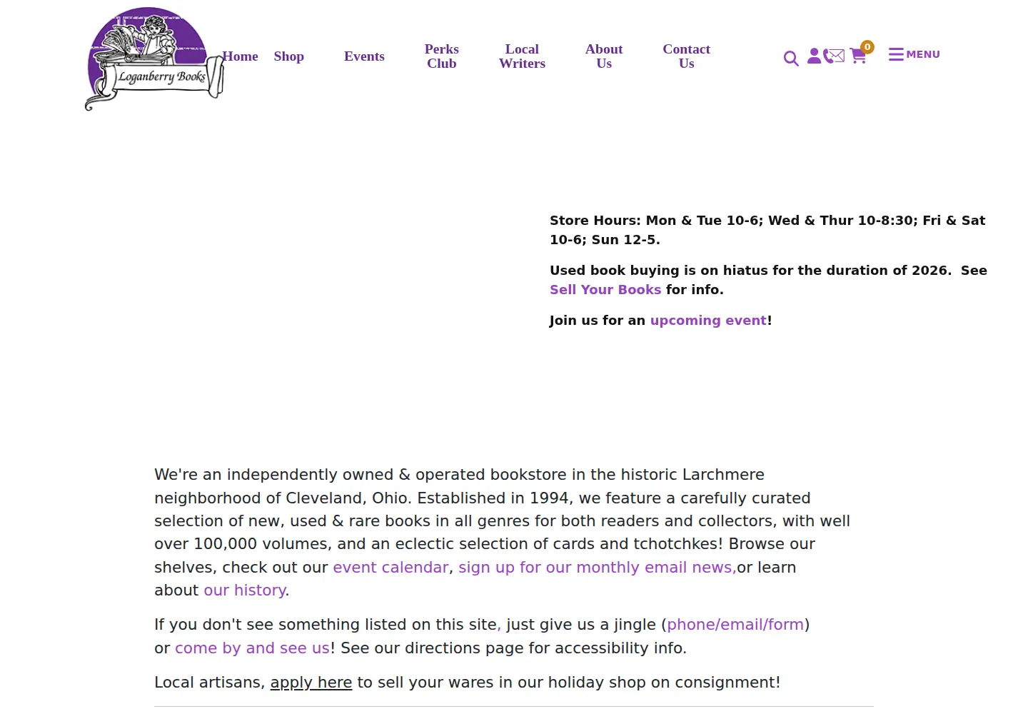Screenshot of loganberrybooks.com