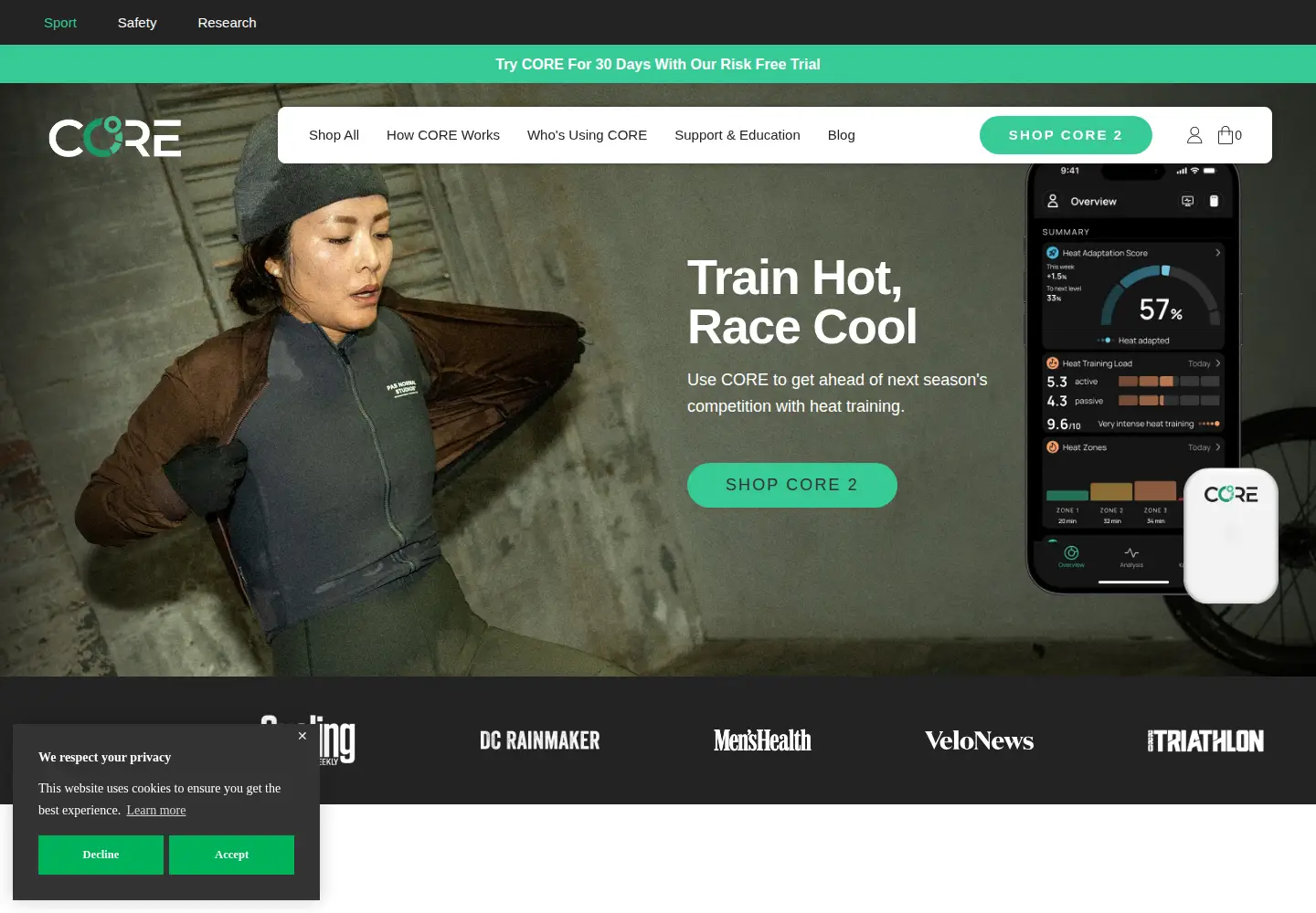 Screenshot of corebodytemp.com