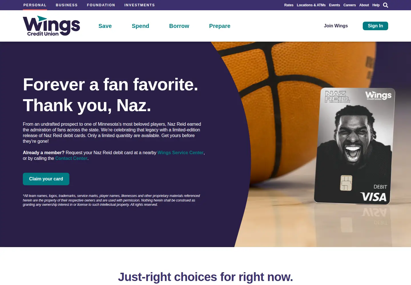 Captured homepage of wingscu.com in the current scan