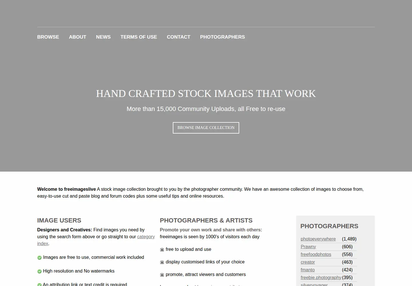 Captured homepage of freeimageslive.co.uk in the current scan