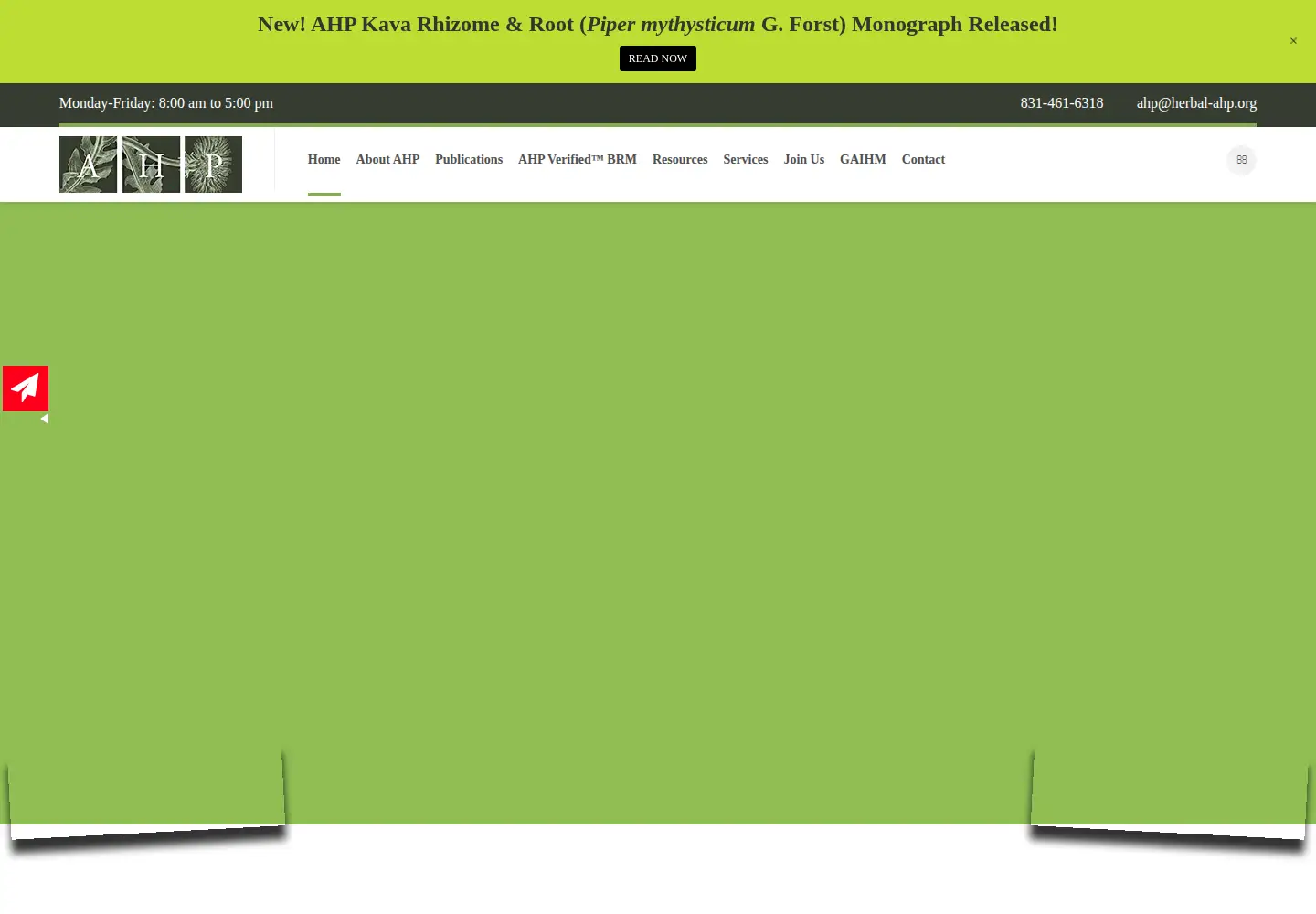 Captured homepage of herbal-ahp.org in the current scan