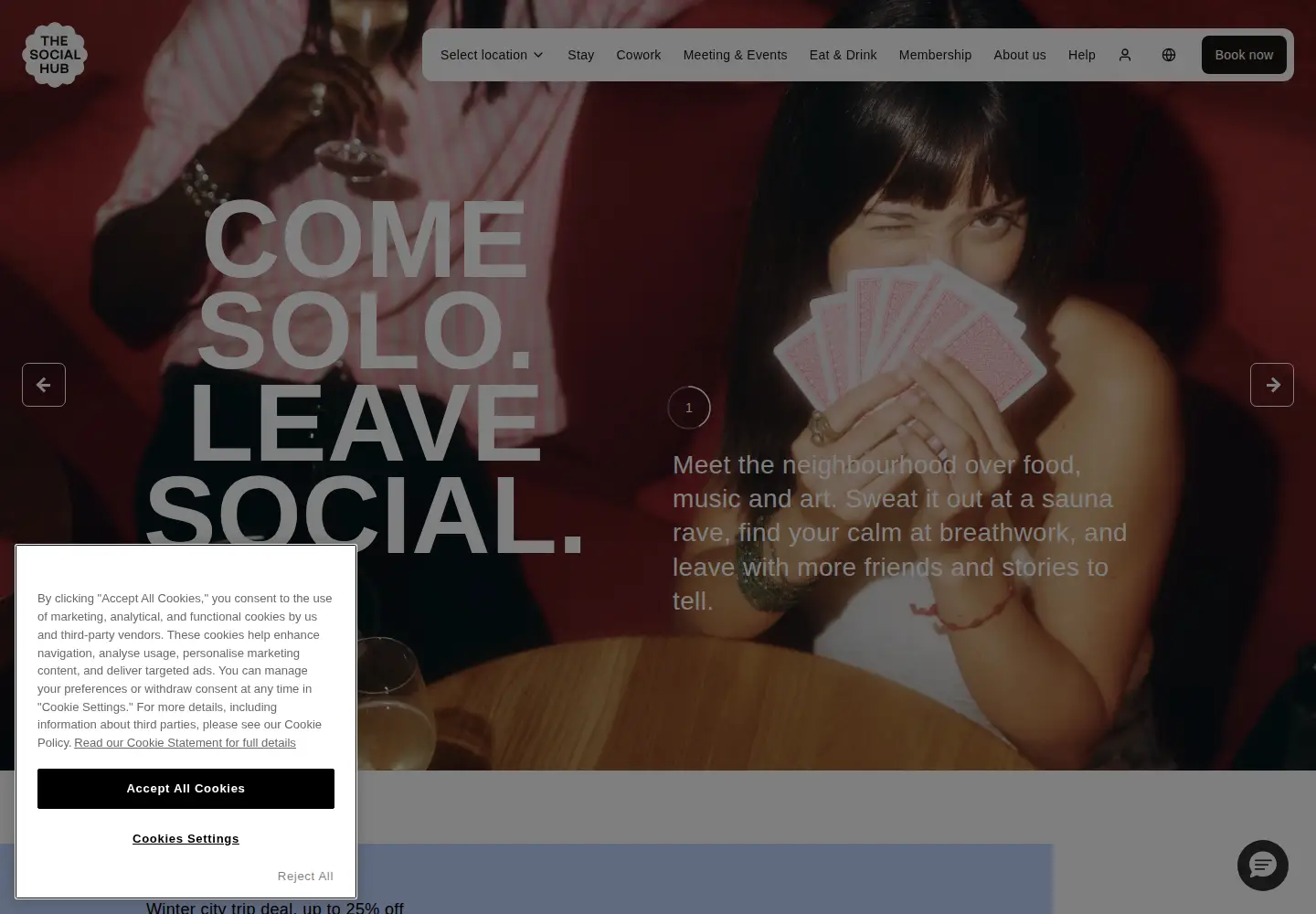 Captured homepage of thesocialhub.co in the current scan