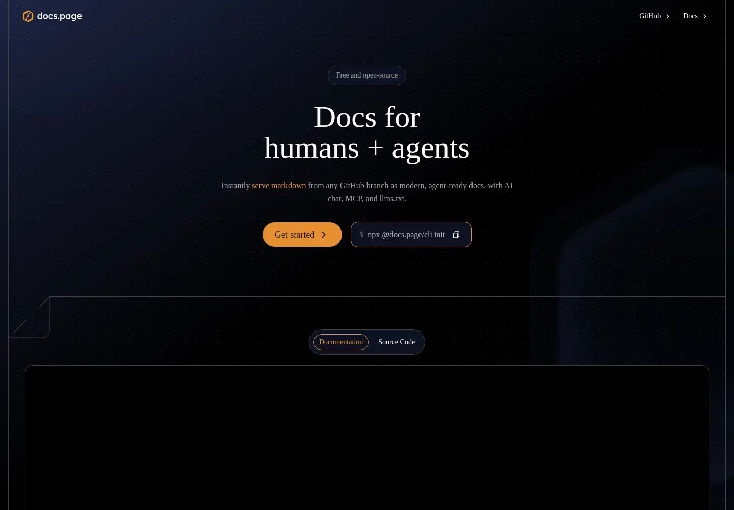 Captured homepage of docs.page in the current scan