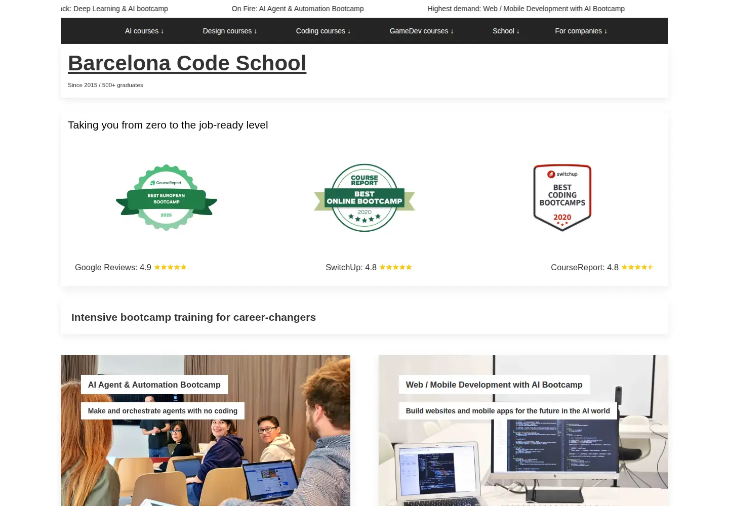 Screenshot of barcelonacodeschool.com