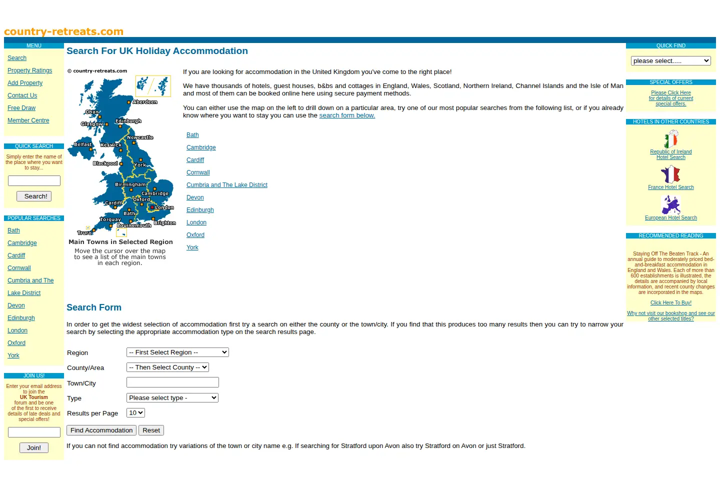 Screenshot of country-retreats.com