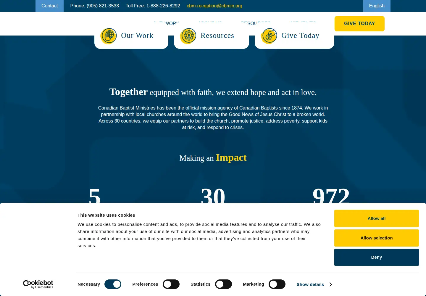 Captured homepage of cbmin.org in the current scan