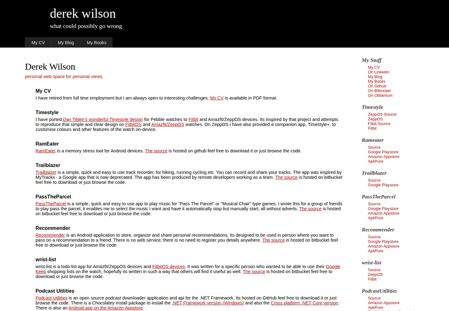 Captured homepage of derekwilson.net in the current scan