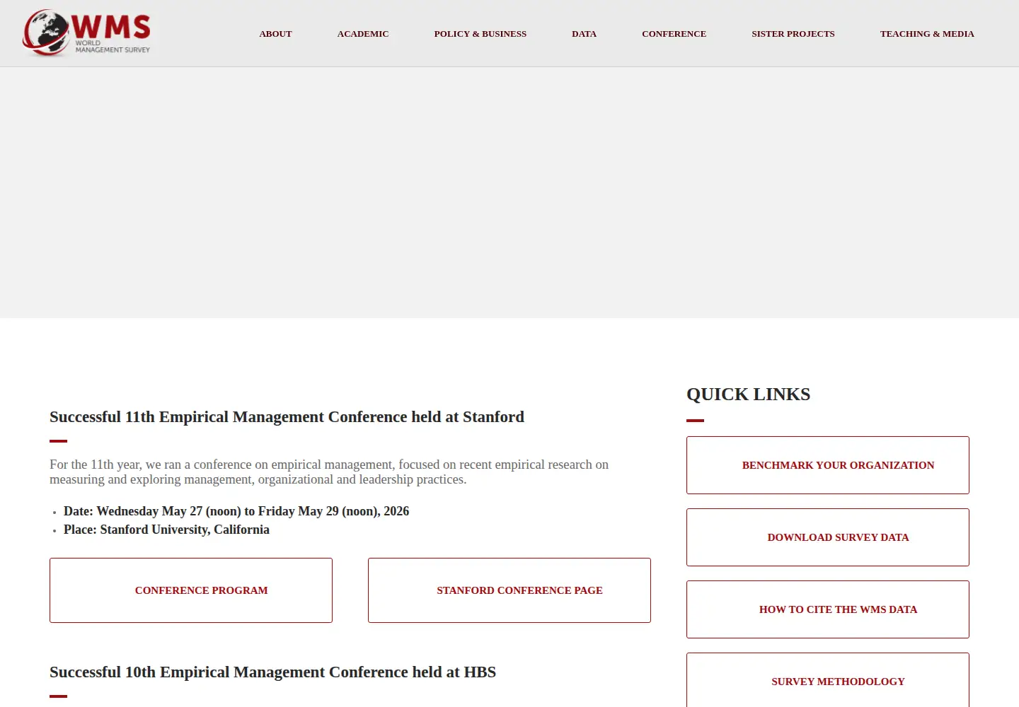Captured homepage of worldmanagementsurvey.org in the current scan