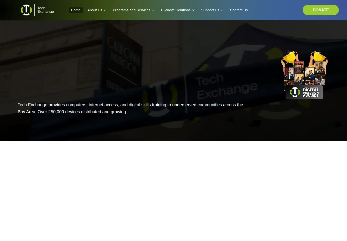 Captured homepage of techexchange.org in the current scan