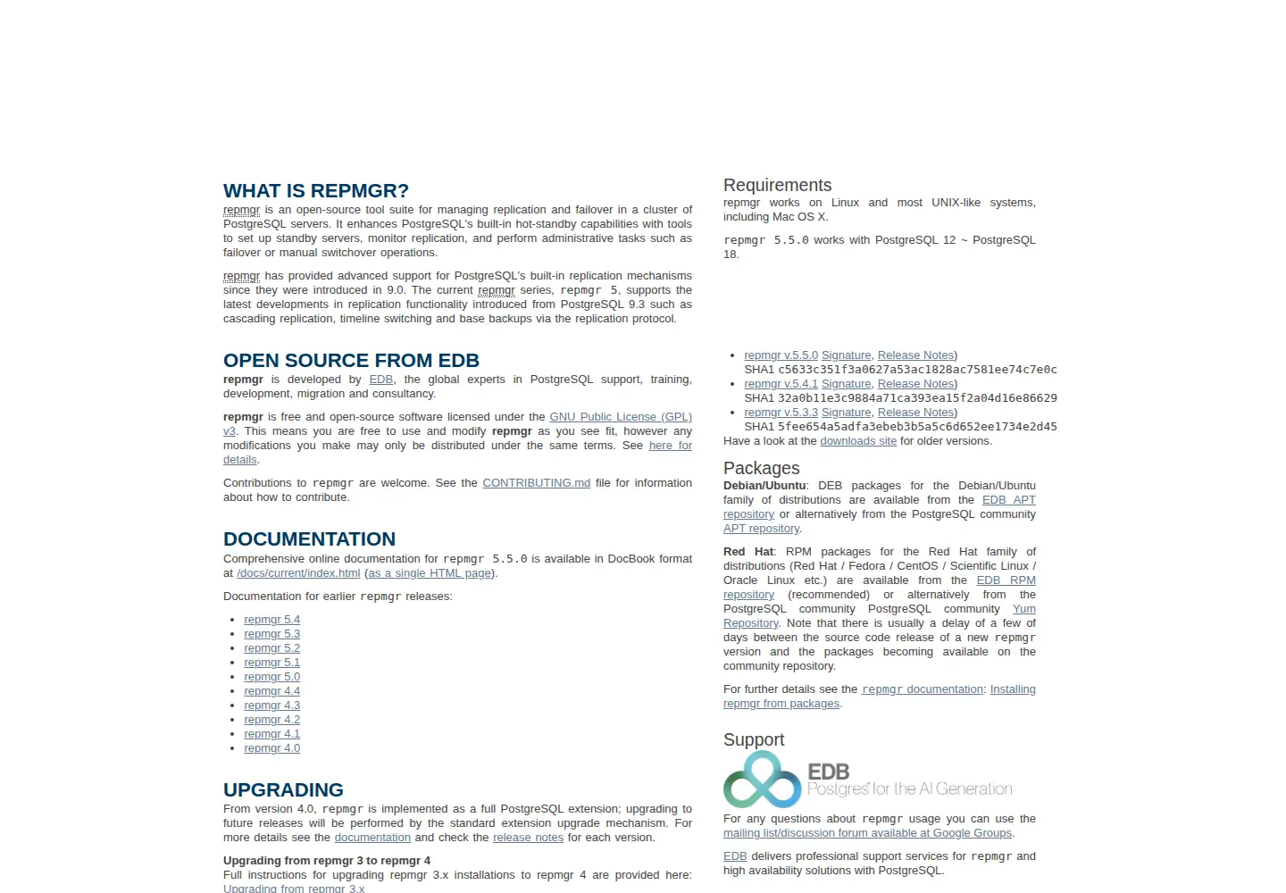 Captured homepage of repmgr.org in the current scan