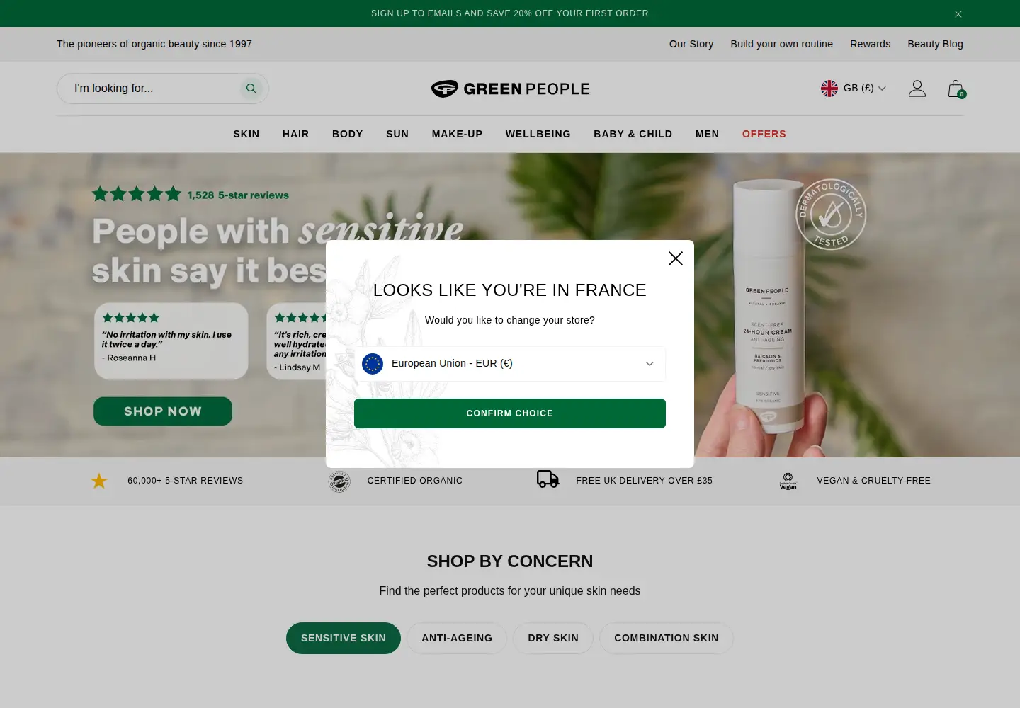 Captured homepage of greenpeople.co.uk in the current scan