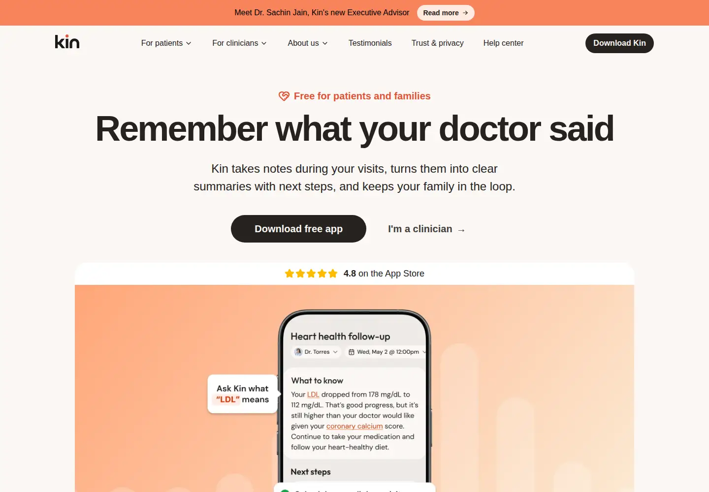 Screenshot of meetkin.com
