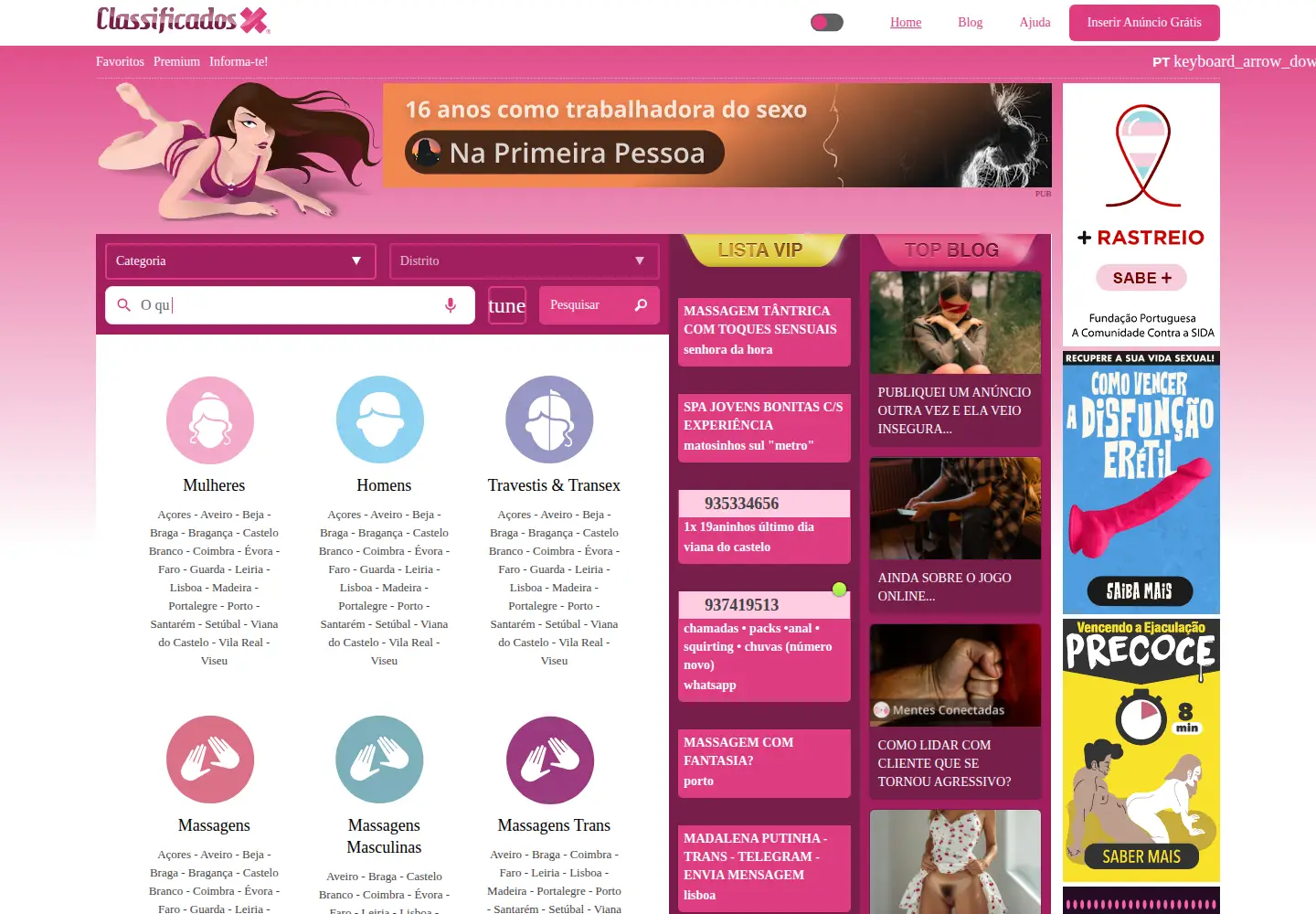 Captured homepage of classificadosx.net in the current scan