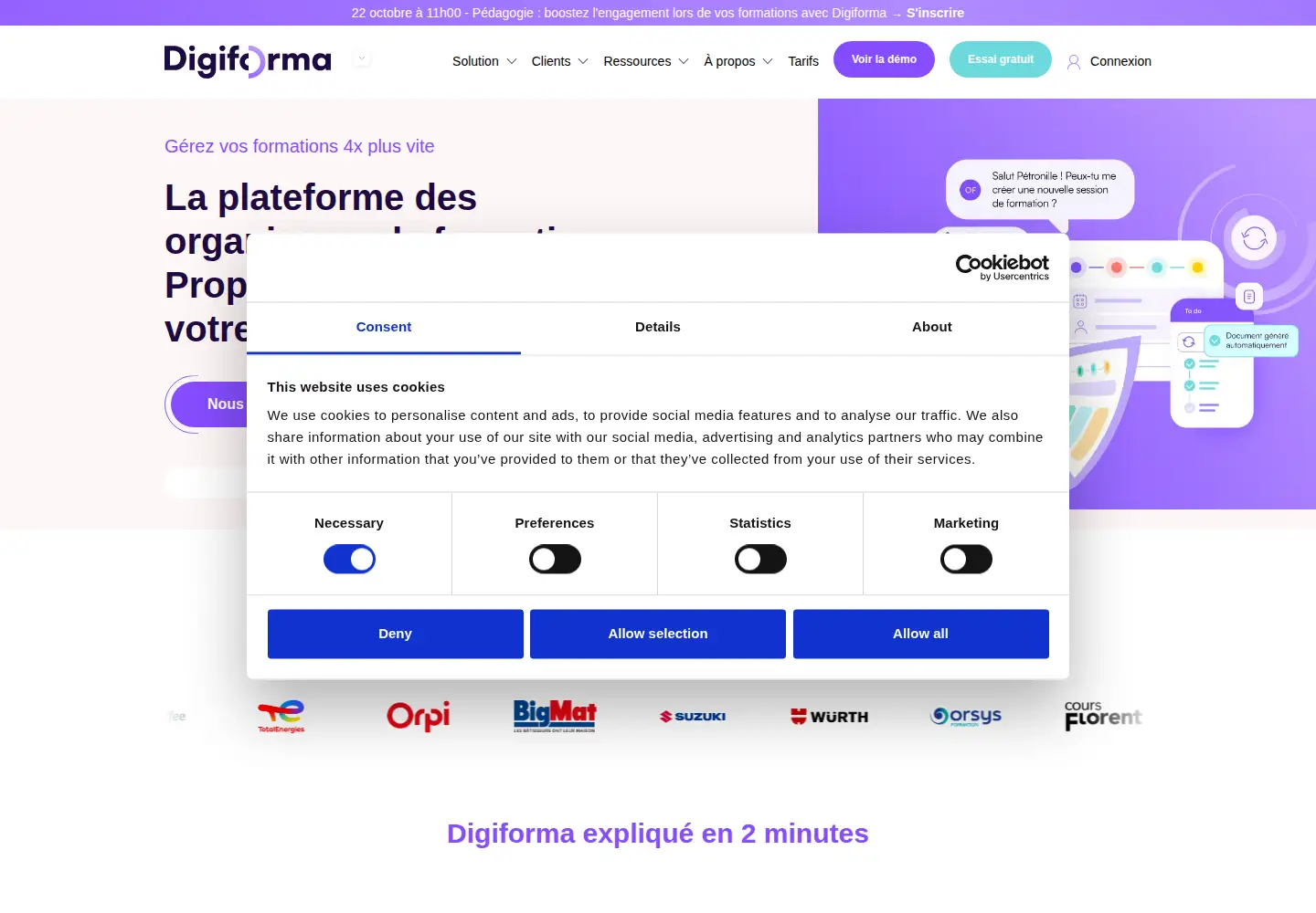 Captured homepage of digiforma.com in the current scan