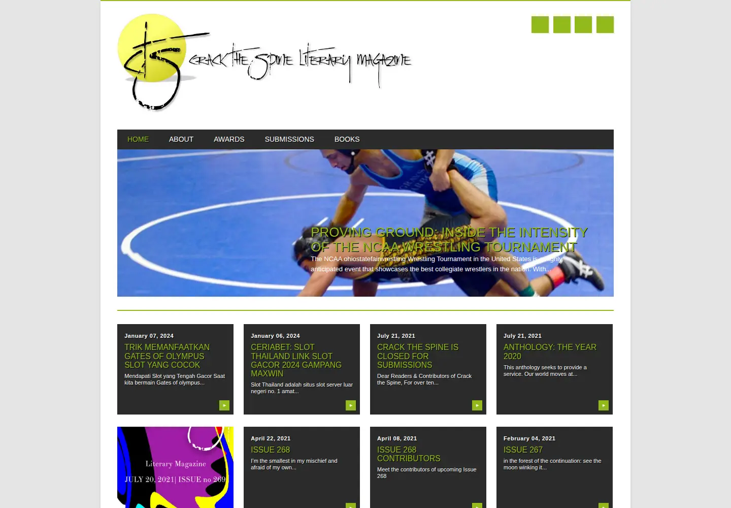 Captured homepage of crackthespine.com in the current scan