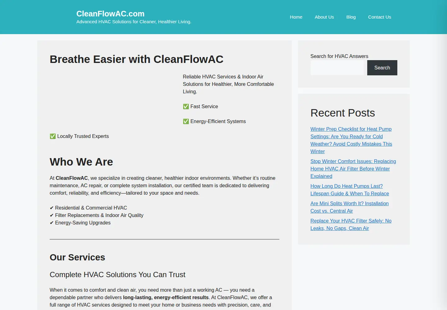 Screenshot of cleanflowac.com