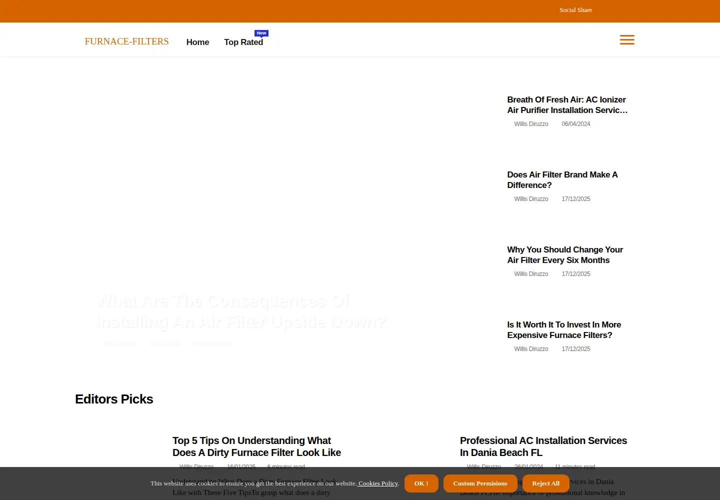 Captured homepage of furnace-filters.net in the current scan