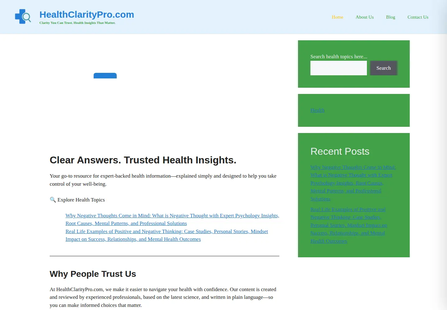 Screenshot of healthclaritypro.com