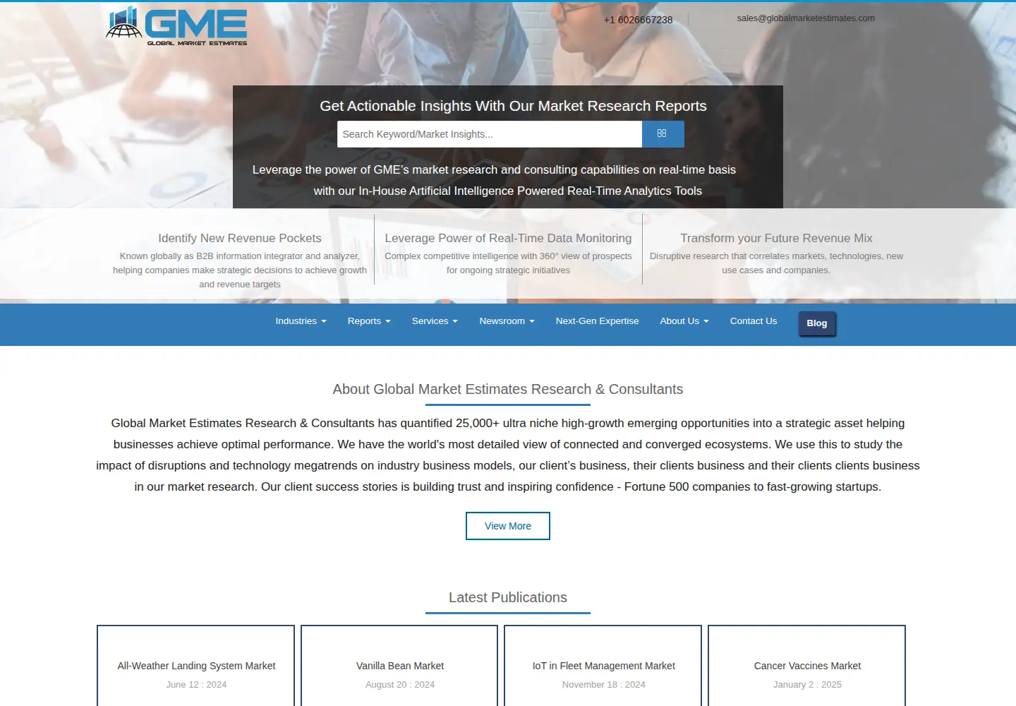 Screenshot of globalmarketestimates.com