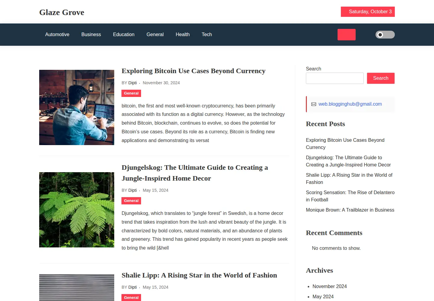 Screenshot of glazegrove.com
