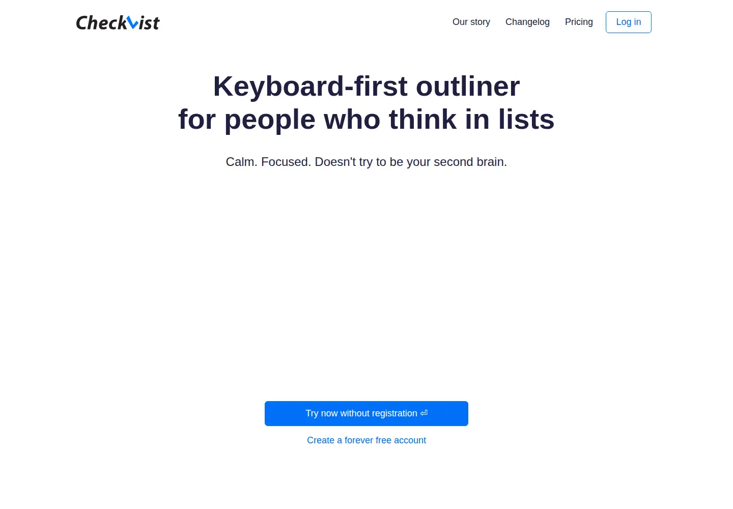Captured homepage of checkvist.com in the current scan