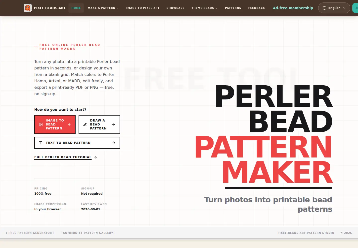 Screenshot of pixel-beads.com
