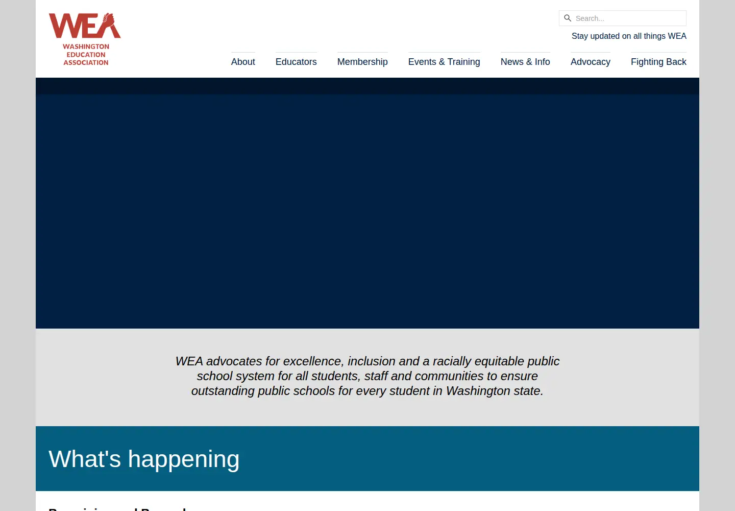 Captured homepage of washingtonea.org in the current scan