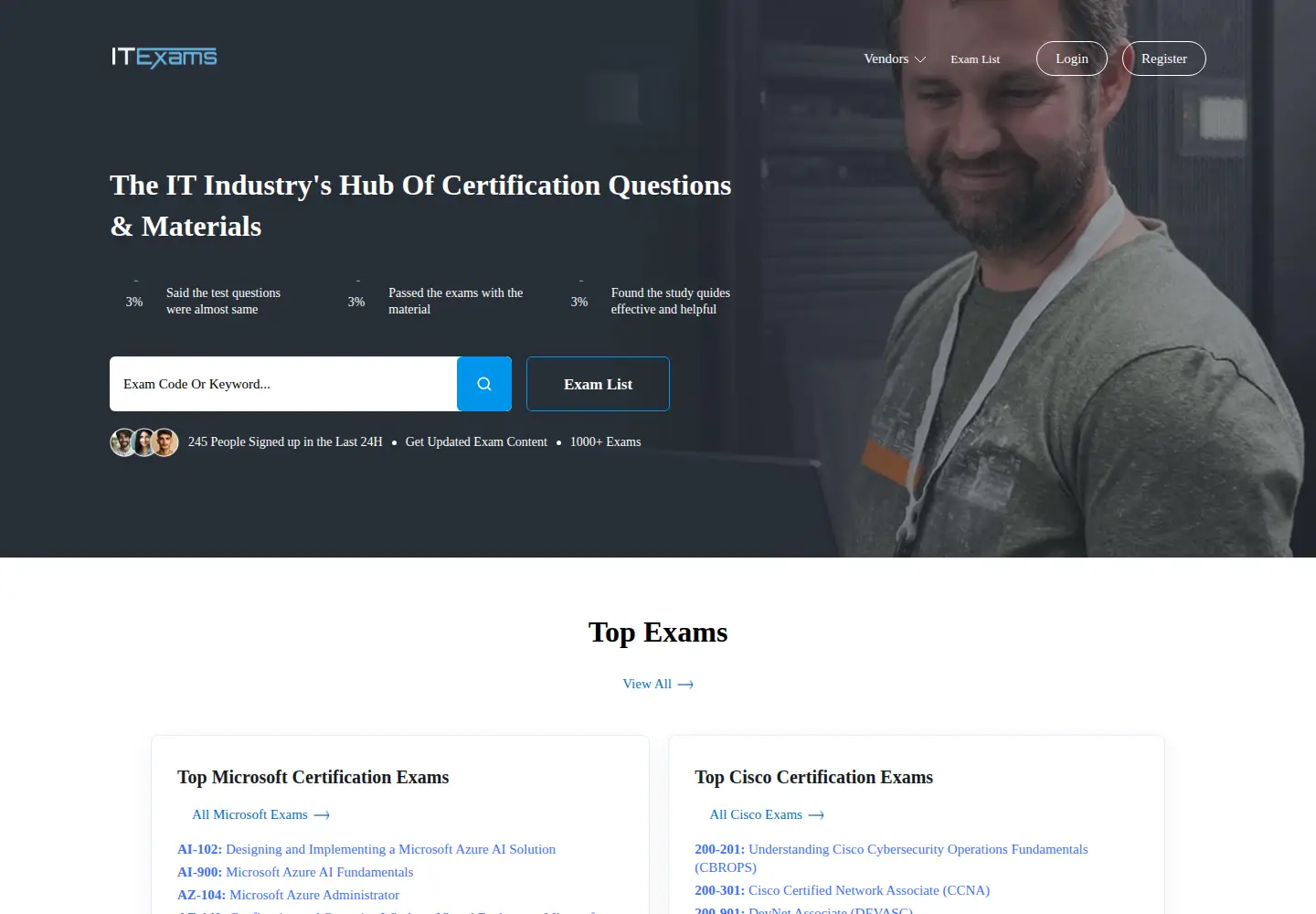 Screenshot of itexams.com