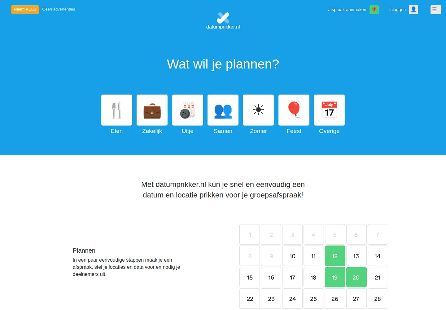 Screenshot of datumprikker.nl