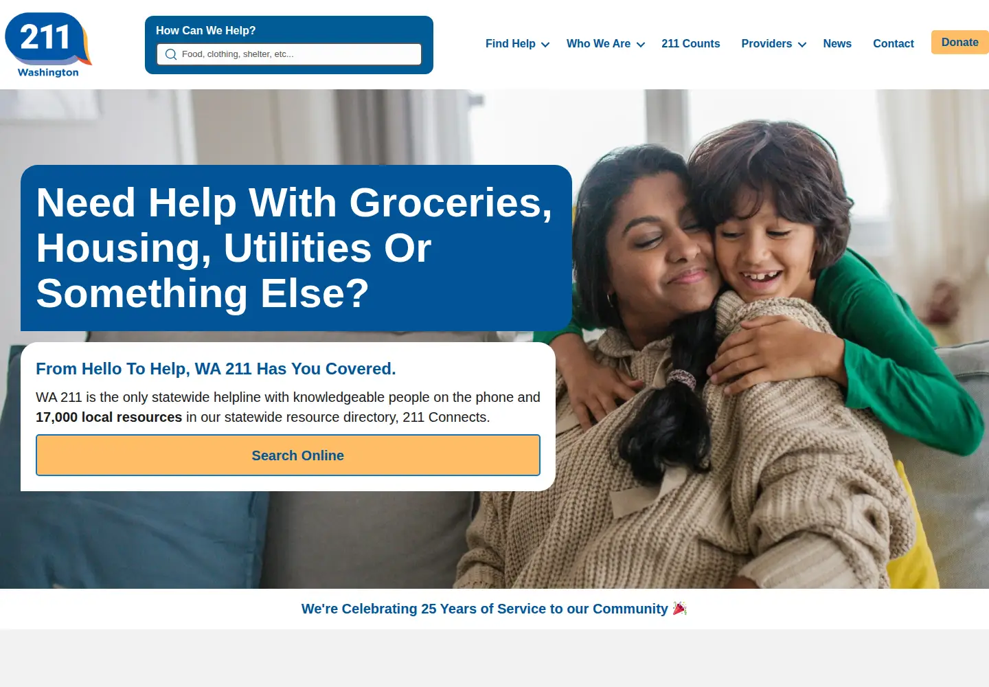Screenshot of wa211.org