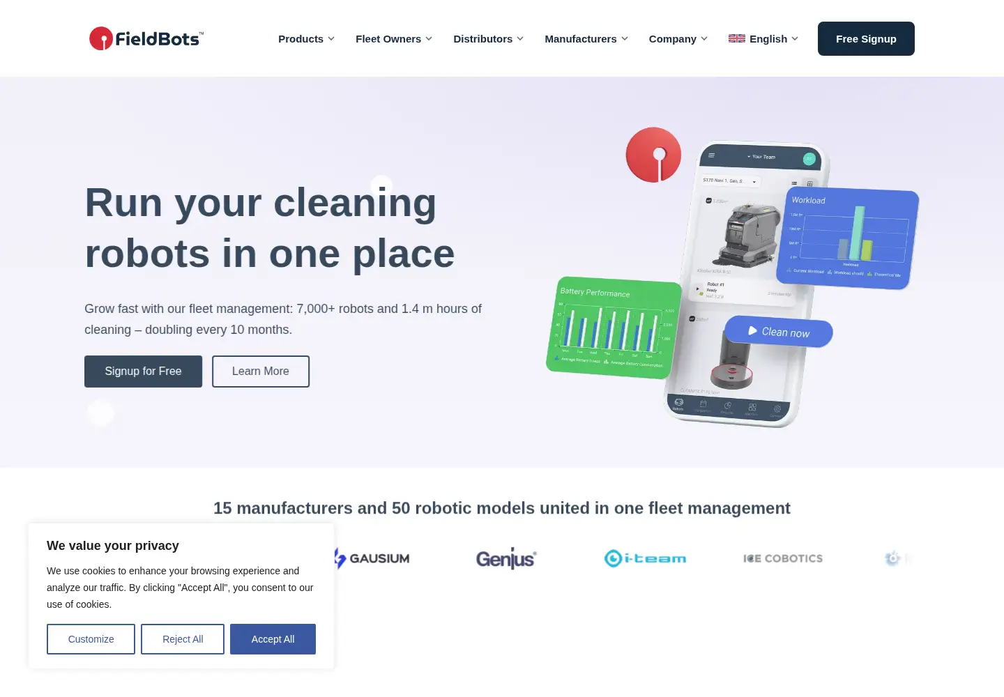 Captured homepage of fieldbots.com in the current scan