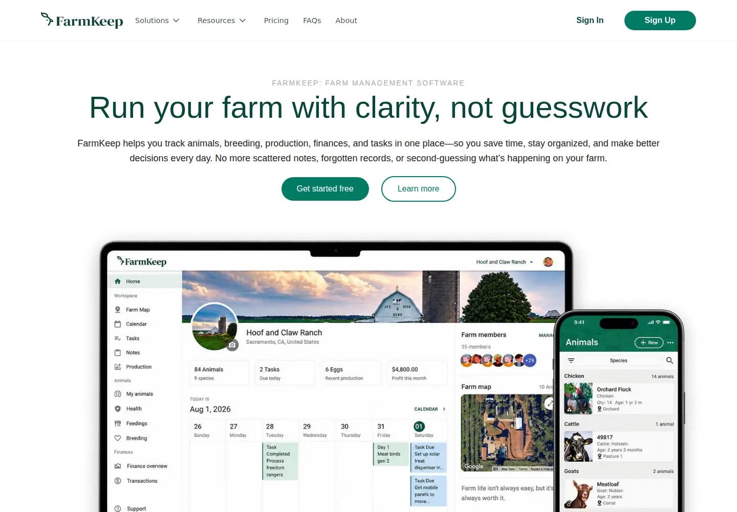 Screenshot of farmkeep.com