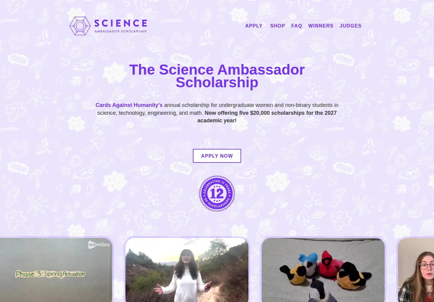 Screenshot of scienceambassadorscholarship.org