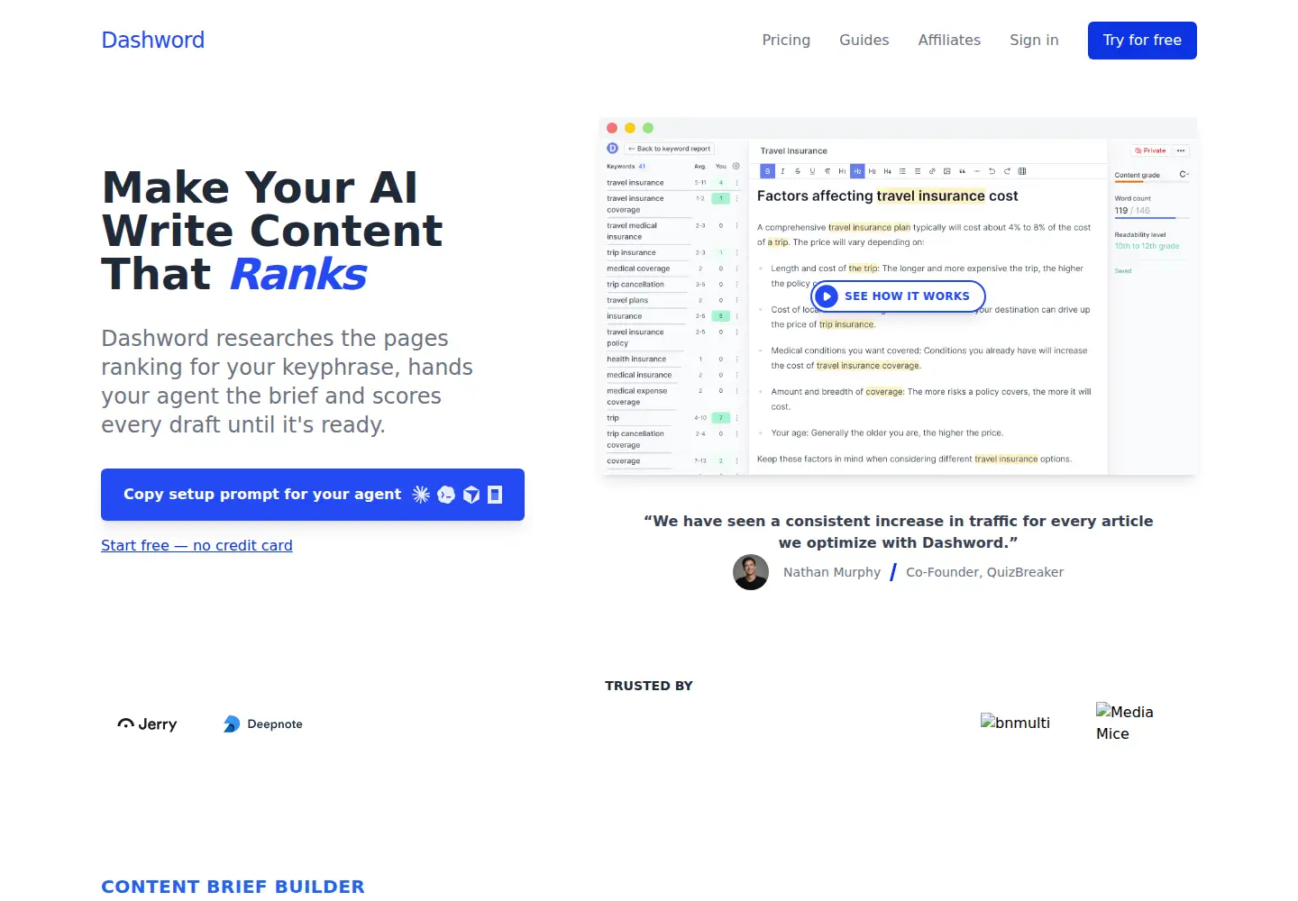Screenshot of dashword.com