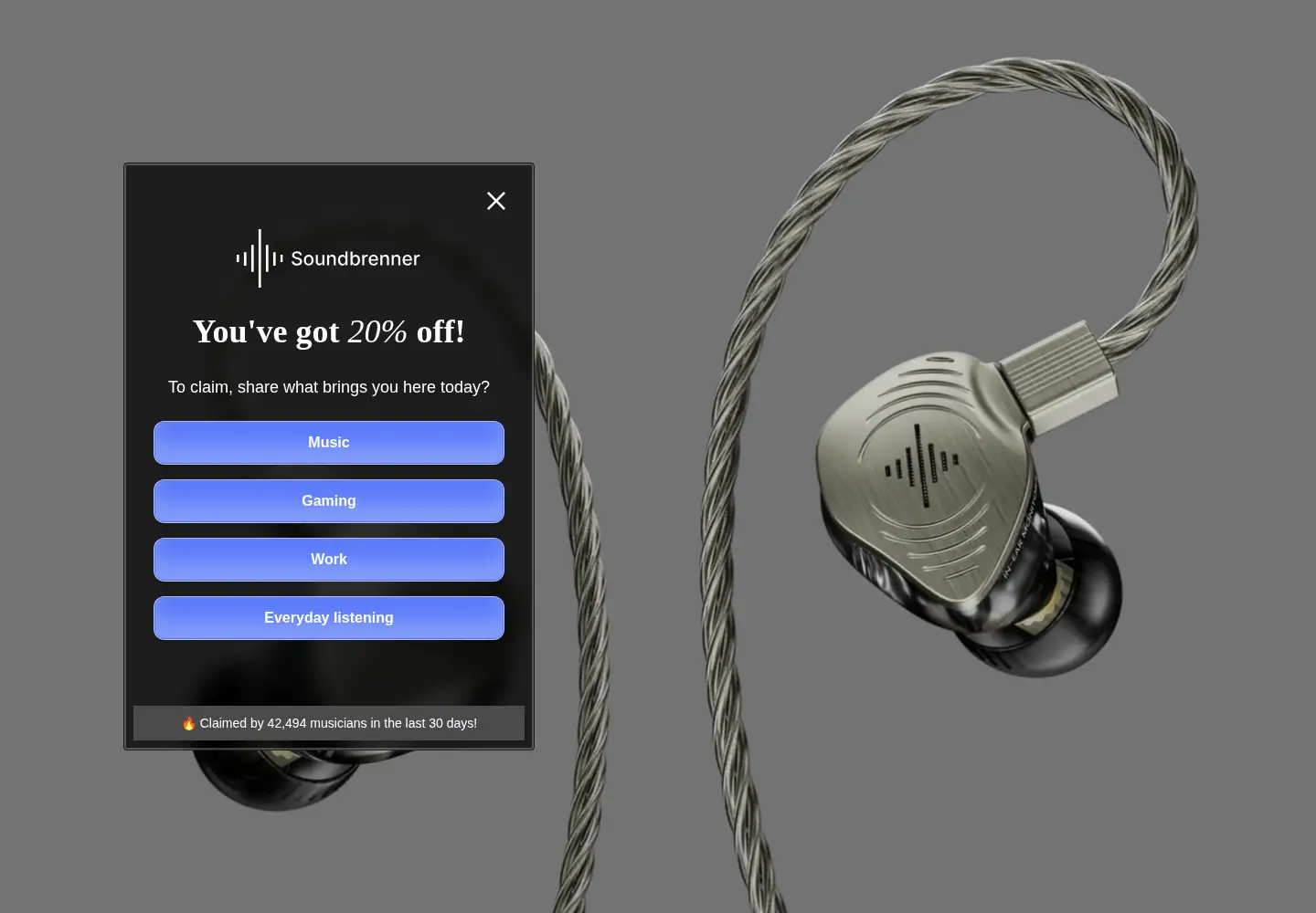 Captured homepage of soundbrenner.com in the current scan