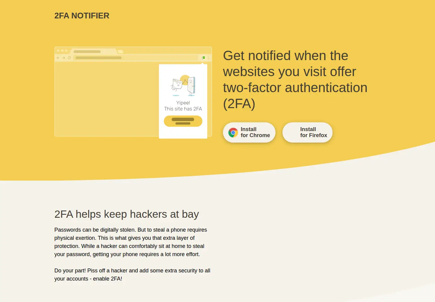 Captured homepage of 2fanotifier.org in the current scan